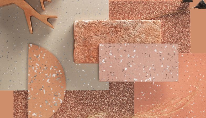 Materials in a warm terracotta color palette
